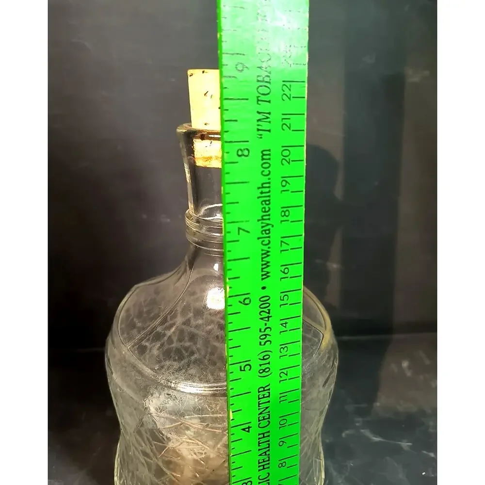 2052.  Vintage Glass Crackle Design Vinegar Bottle Cruet Corked